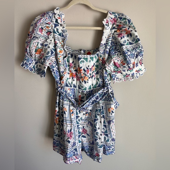 Farm Rio NWT Women's Romantic Bandanas Off-White Romper Size XL - Picture 2 of 14